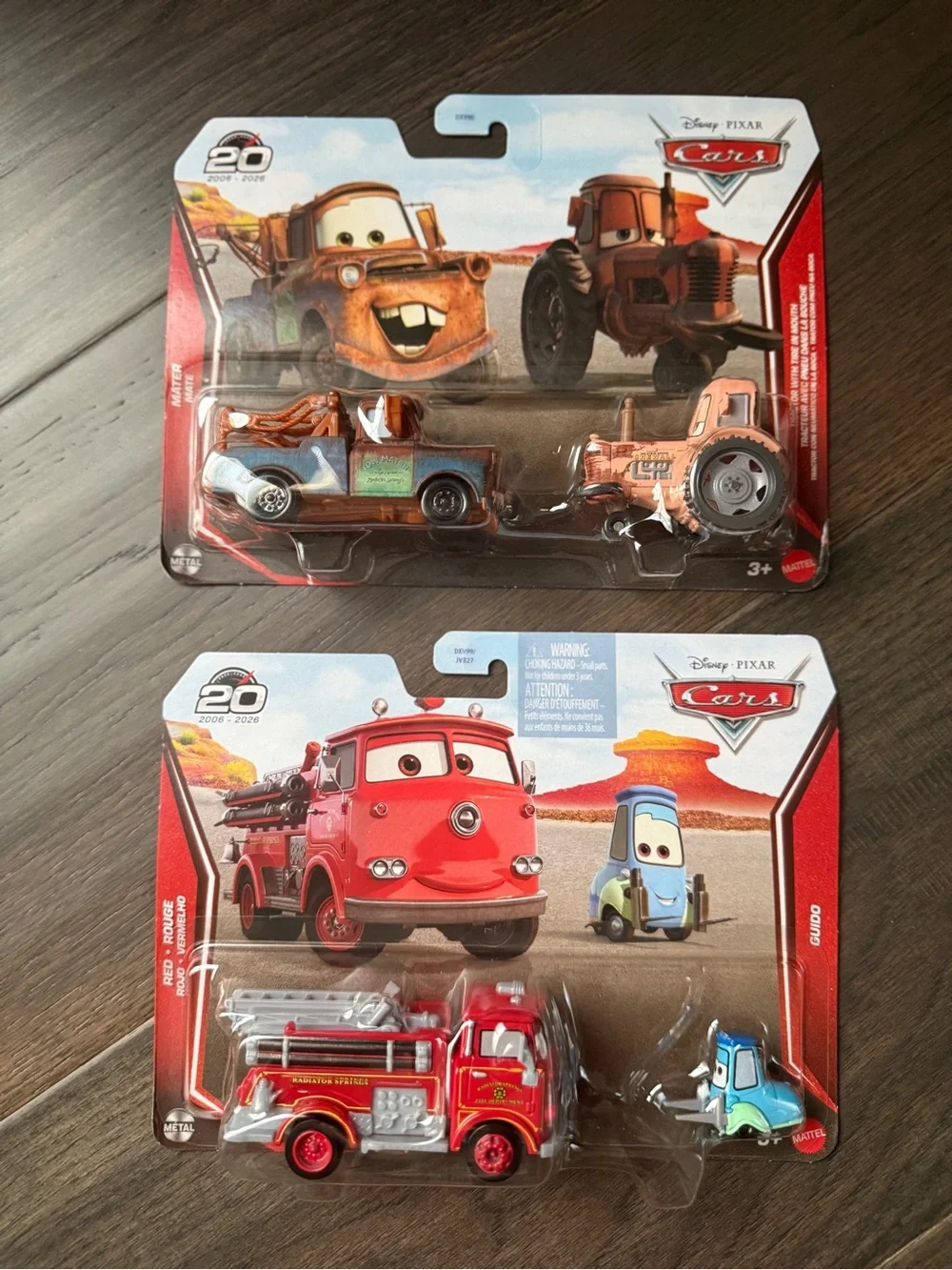 Mattel Disney Pixar Cars die cast Red, Guido, Mater, Tractor 2 packs